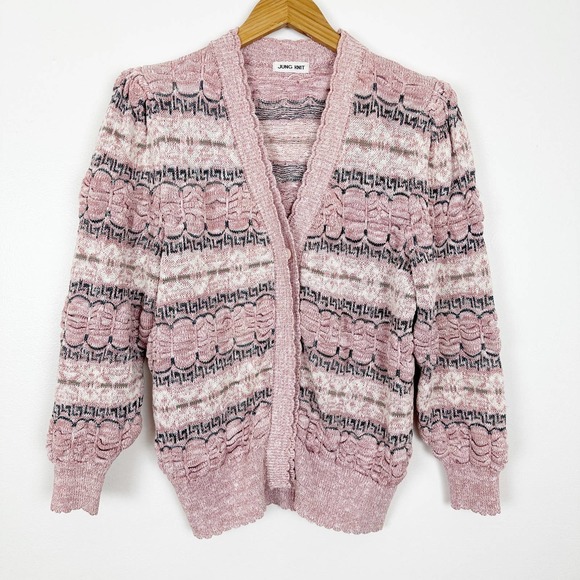 Vintage Pink bow knit Cardigan coquette Kawaii Princess Ballerina Barbie medium - Picture 2 of 11